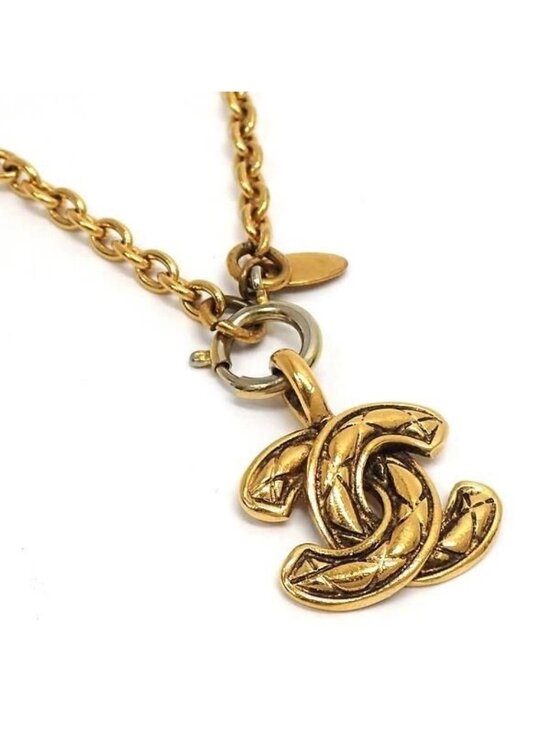 Chanel Jewelry - Chanel Necklace Metal Gold Cc Quilted